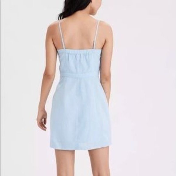 AE button front tie sleeve pocket dress 2 - Picture 1 of 7